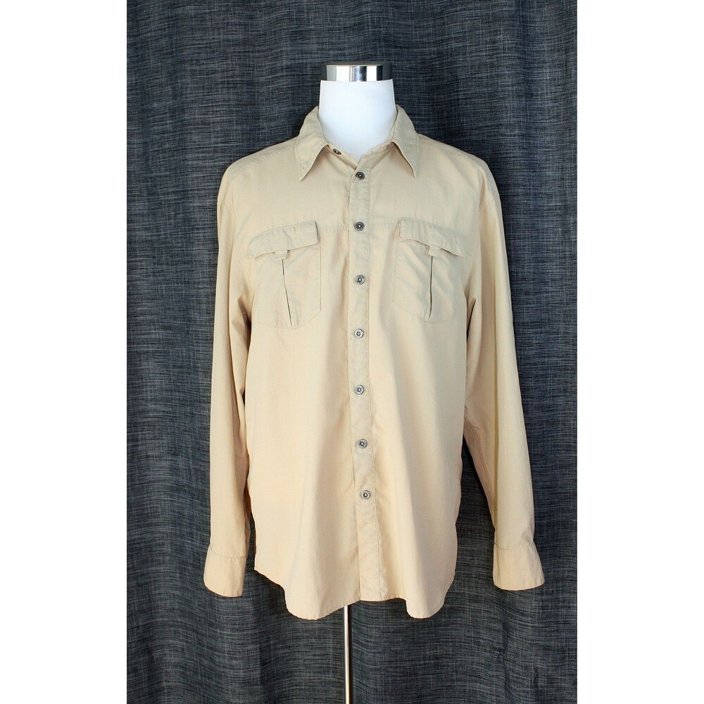 ALPINE DESIGN Casual / Fishing Shirt LS Light Beige Nylon / Vented ~ Sz. XL #03